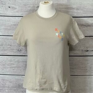 Brooklyn Cloth Boys Happy Mind Smiley Face Graphic Tee Tan Beige‎ Large L